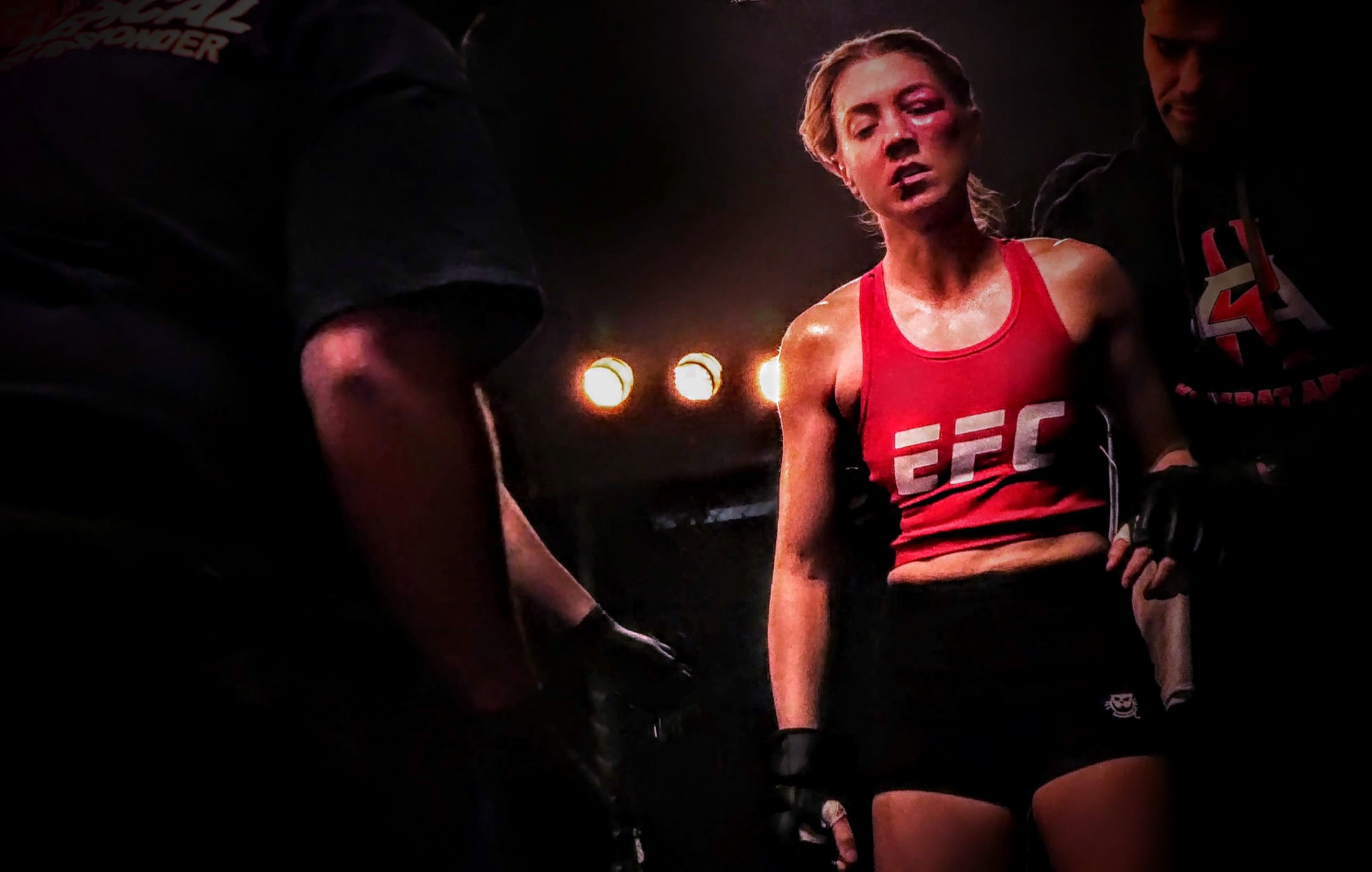 Karlee Rose as Cassady Jones in the corner after an EFC fight